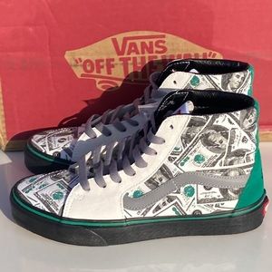 VANS Money Makers $$$ Size 8.5 Womens Cream Green Black Gray Sk8-Hi